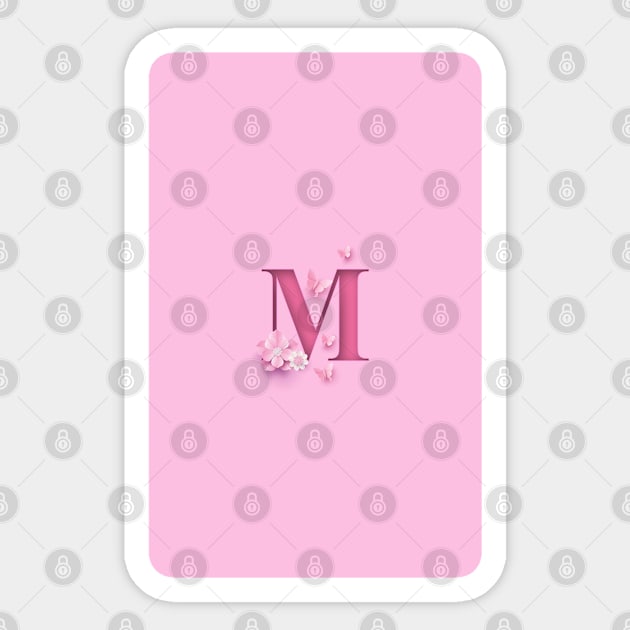 M Letter Personalized, Pink Minimal Cute Design, Birthday Gift, Christmas Gift Sticker by PRINTPOSE